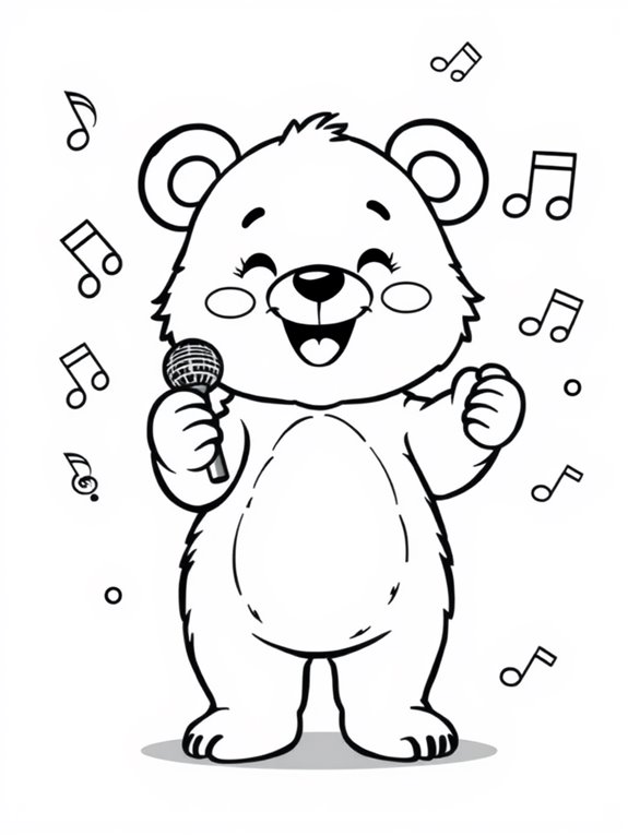 singing bear coloring page