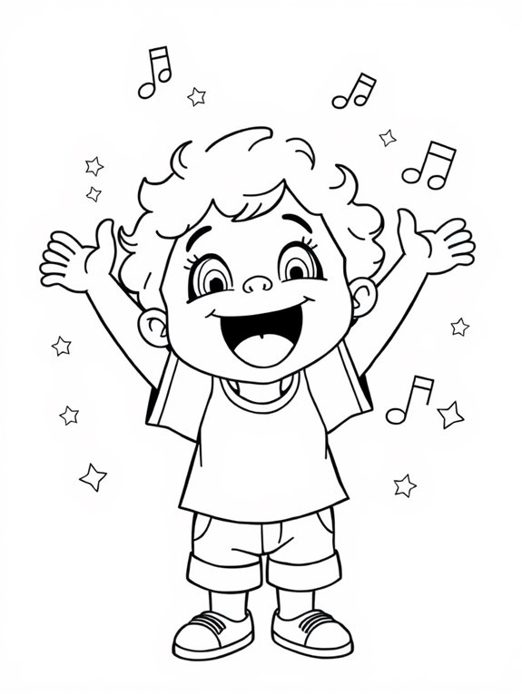 singing child coloring page