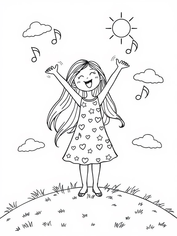 singing girl coloring page