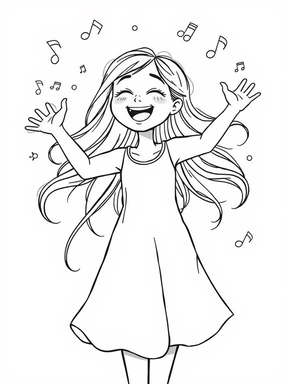 singing girl coloring page