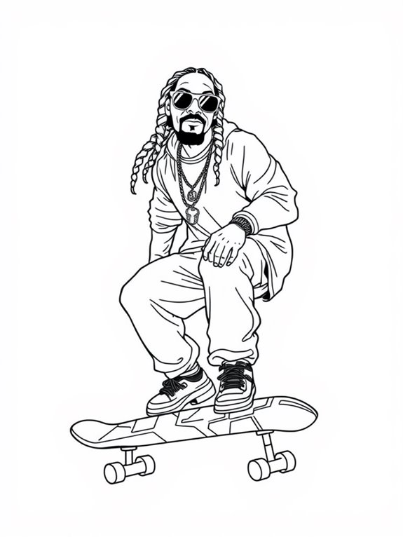 snoop dogg skateboarding coloring page