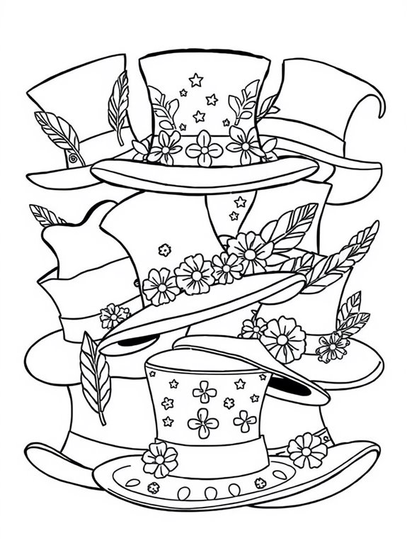 stylized hat coloring page