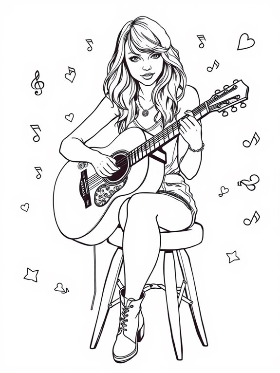 taylor swift guitar coloring