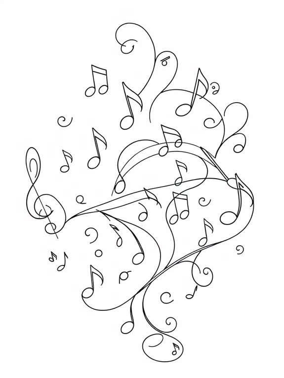 tchaikovsky musical notes coloring page