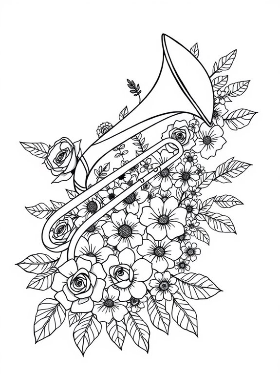 trombone adorned with flowers