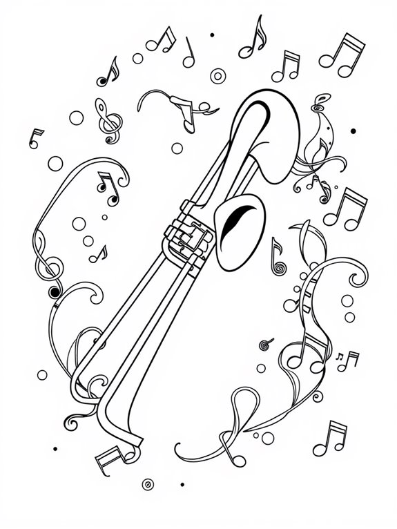 trombone themed coloring page