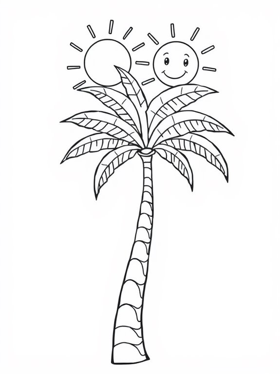 tropical scene coloring page