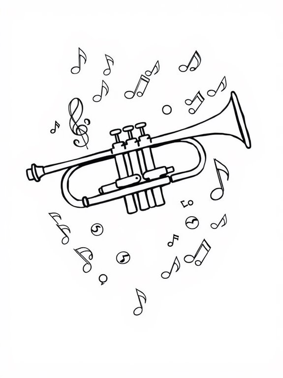 trumpet and music notes