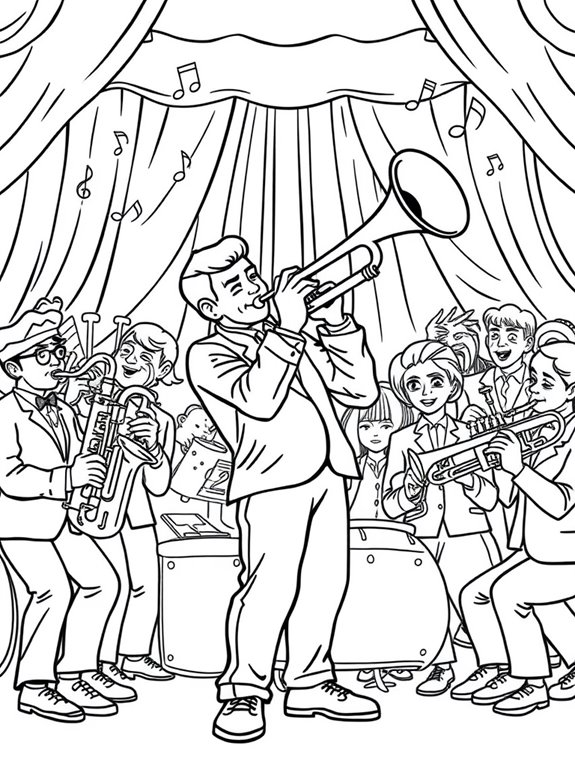 trumpet coloring page activity