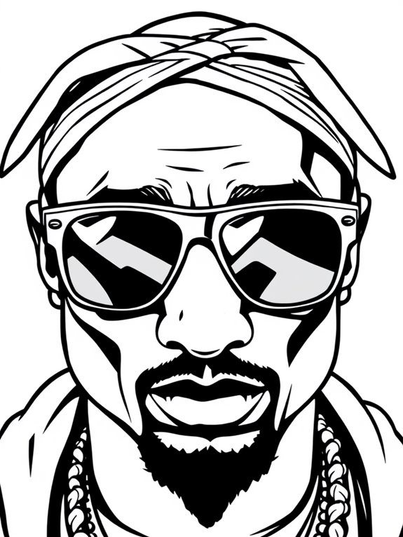 tupac shakur sunglasses coloring page