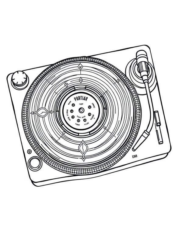 turntable coloring page design