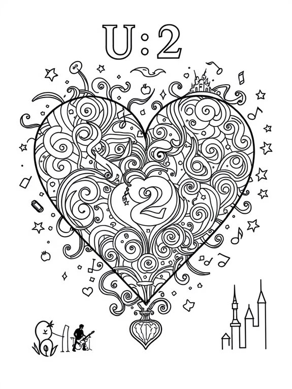 u2 hearts coloring page