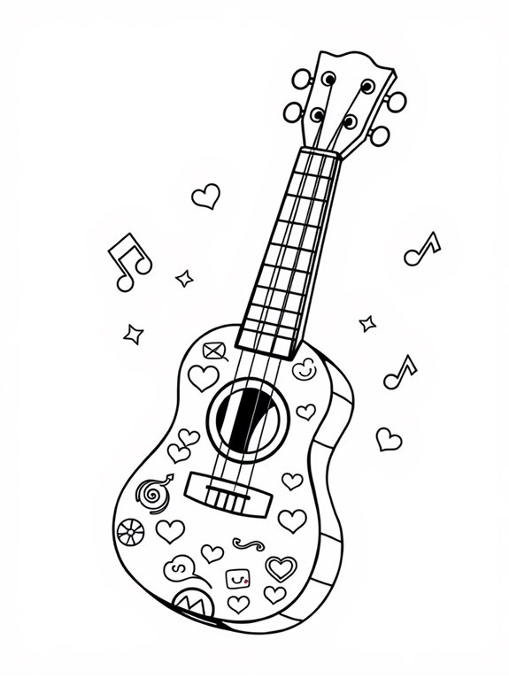 ukulele cartoon coloring page