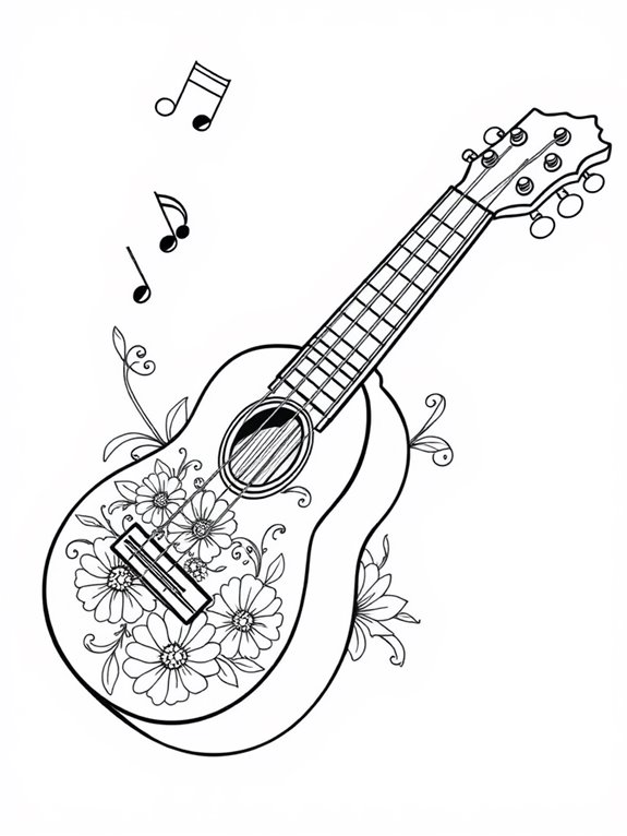 ukulele coloring activity page