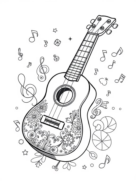 ukulele coloring page design