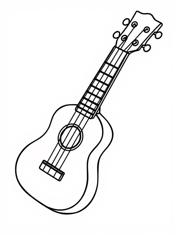 ukulele themed coloring page