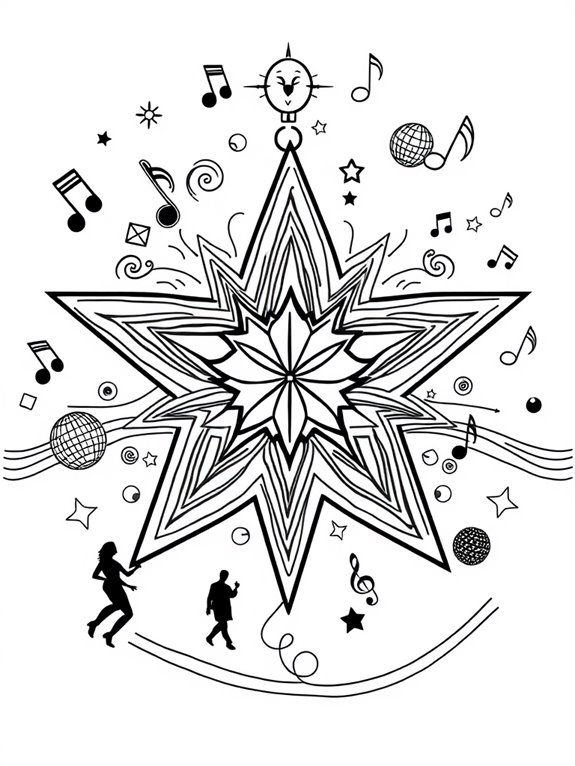 vibrant disco themed coloring page