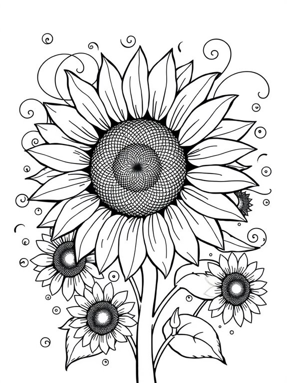 vibrant floral coloring page