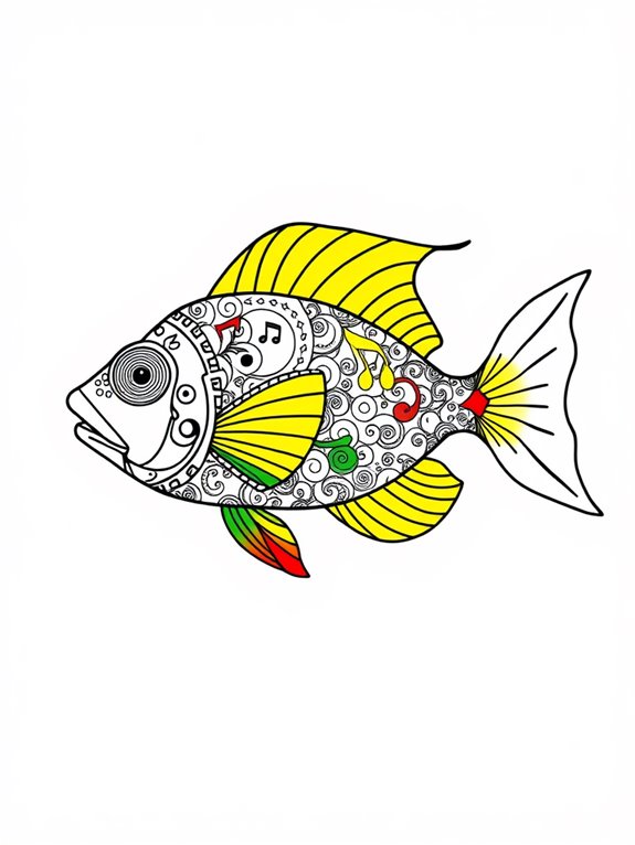 vibrant rasta fish design