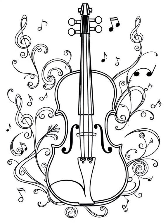 violin coloring page design