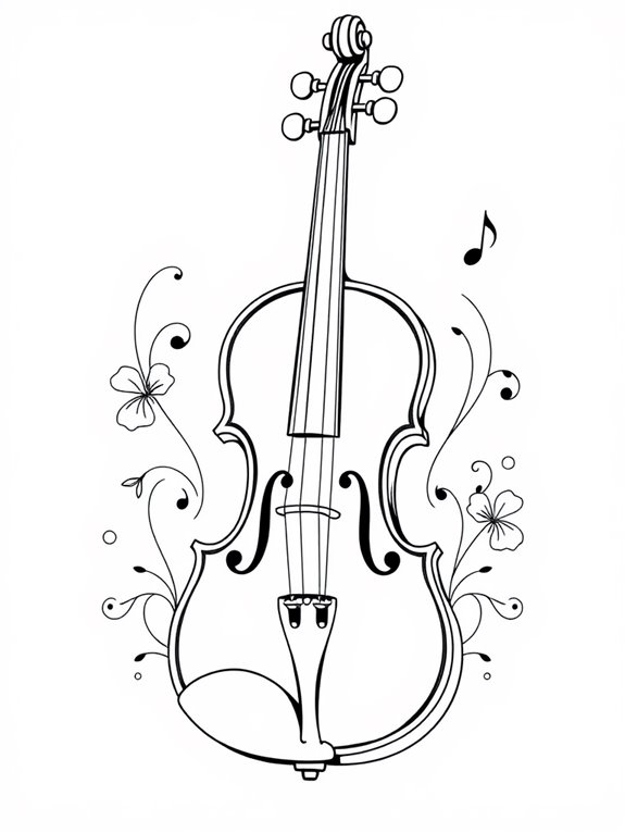 violin illustration for coloring