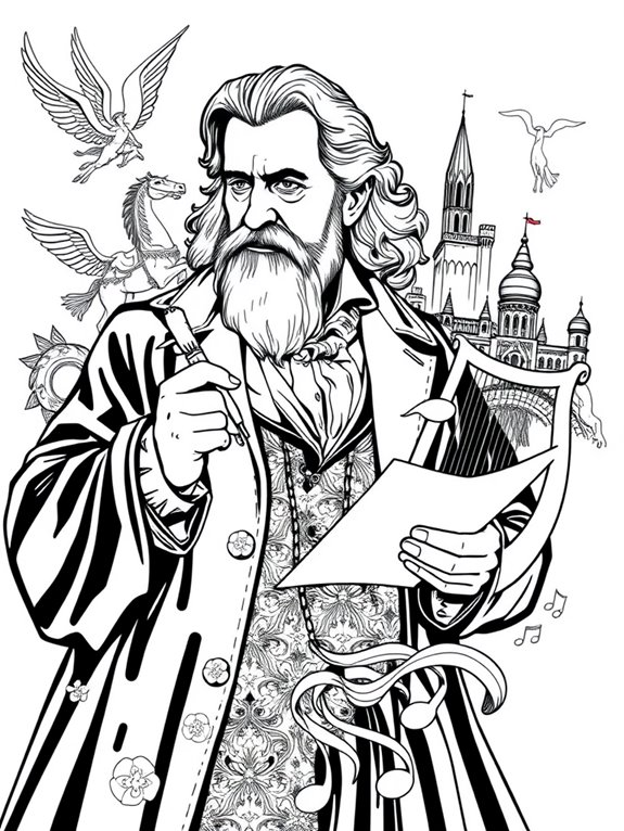 wagner inspired artistic coloring page