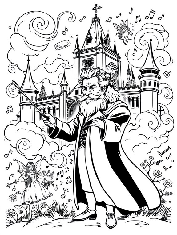 wagner inspired fantasy coloring page