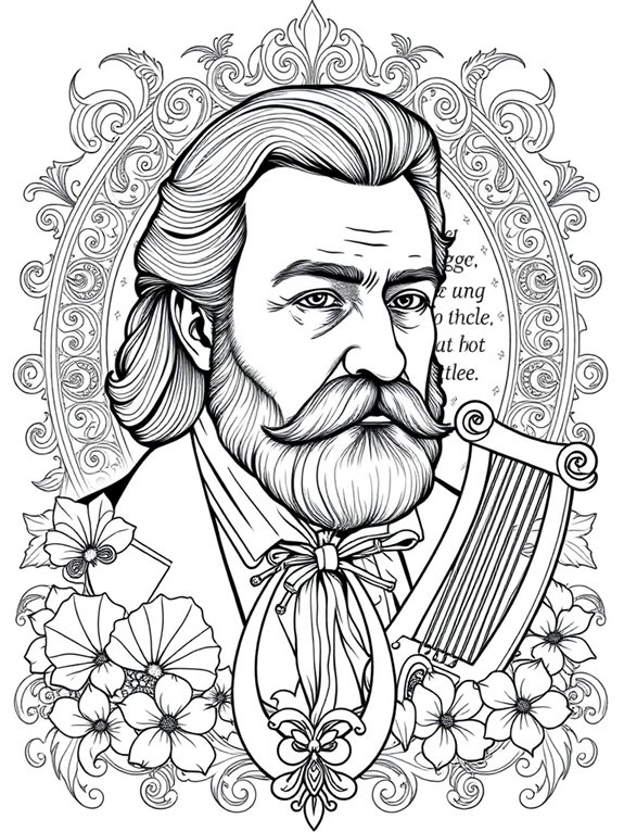 wagner inspired intricate coloring page