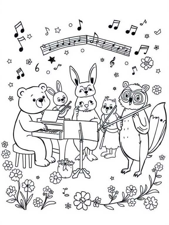 whimsical animal band illustration