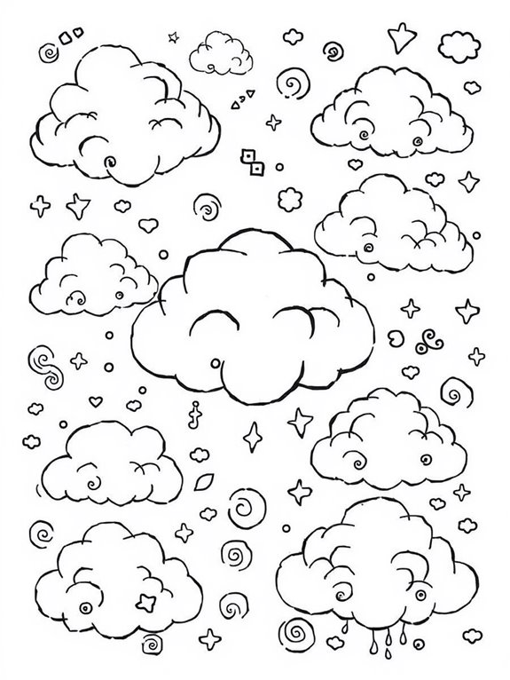 whimsical cloud coloring page