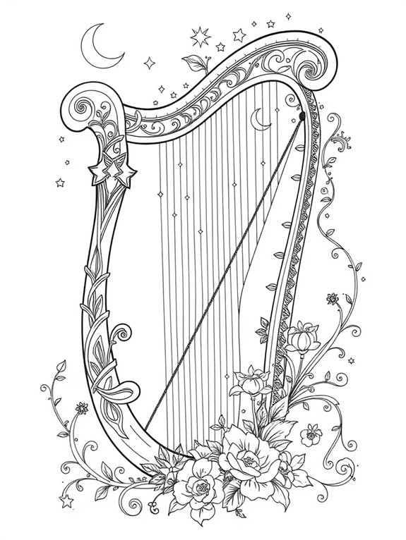 whimsical harp art design