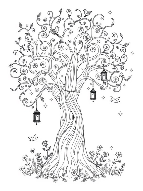 whimsical tree coloring fun