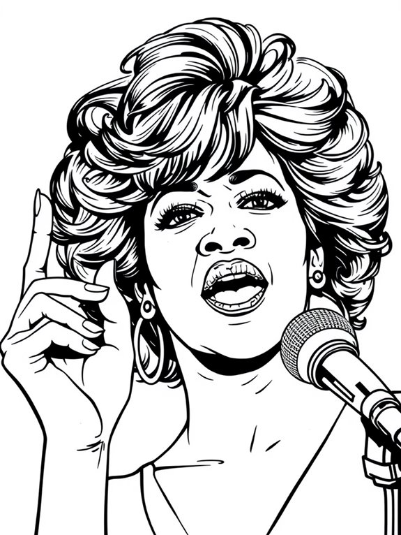 whitney houston coloring page