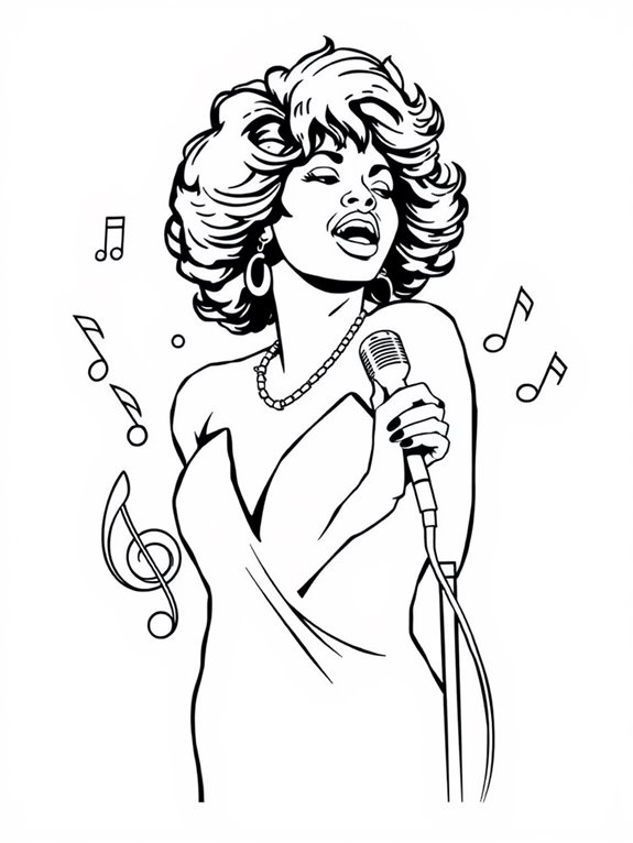 whitney houston coloring page