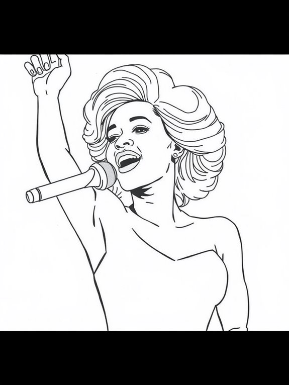 whitney houston coloring page