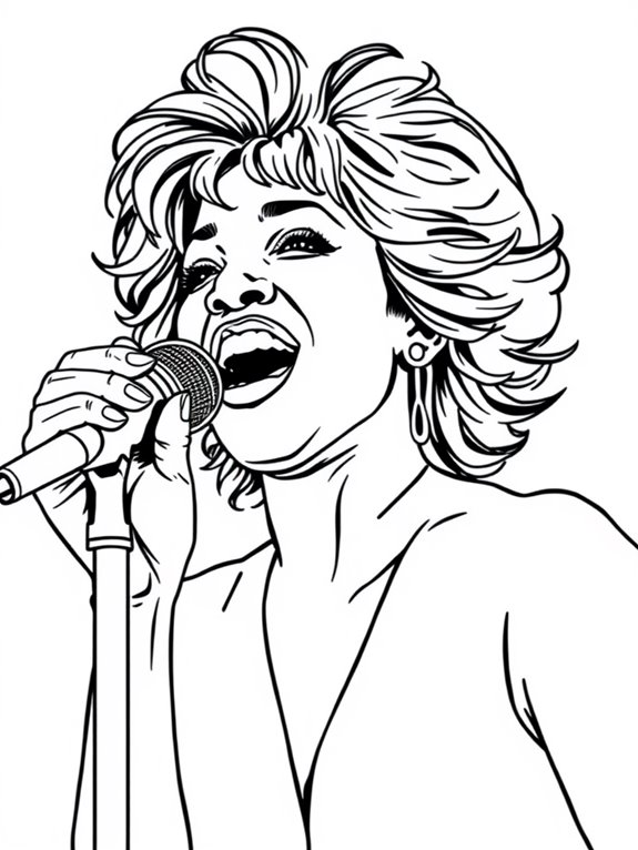 whitney houston outline coloring page