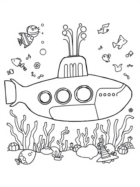 yellow submarine coloring page